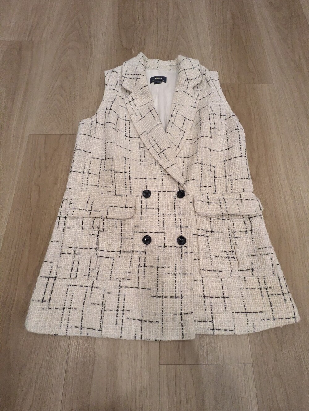 Maeve Anthropologie White And Black Sleeveless Blazer Vest Size 2